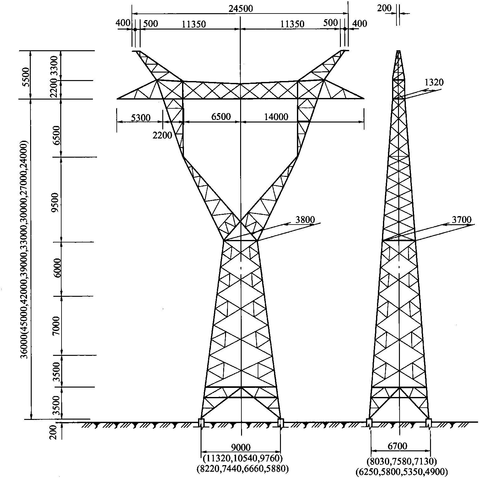 图3-16 4400ZB<sub>4</sub>直线塔